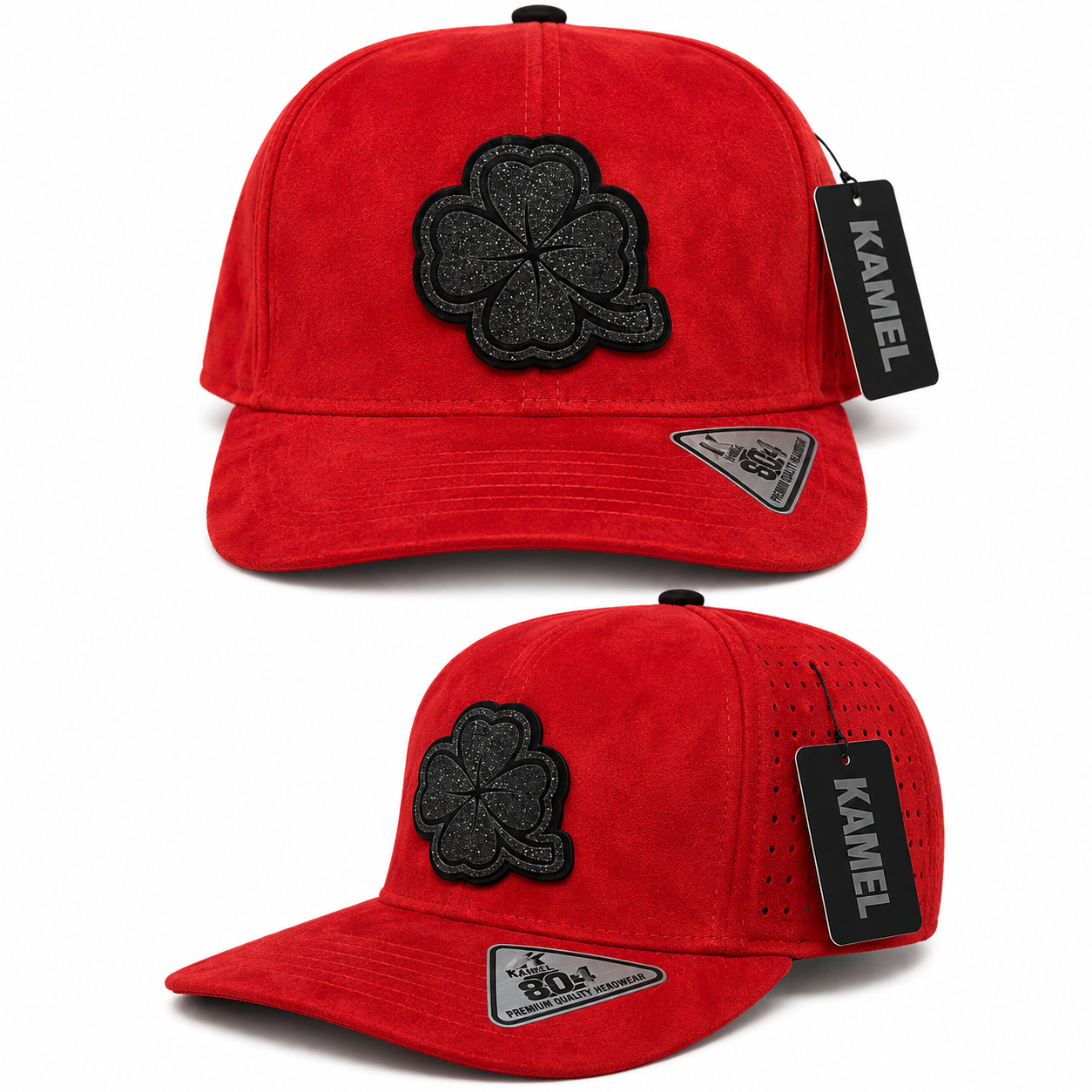 Clover Rhinestone Cap - Red