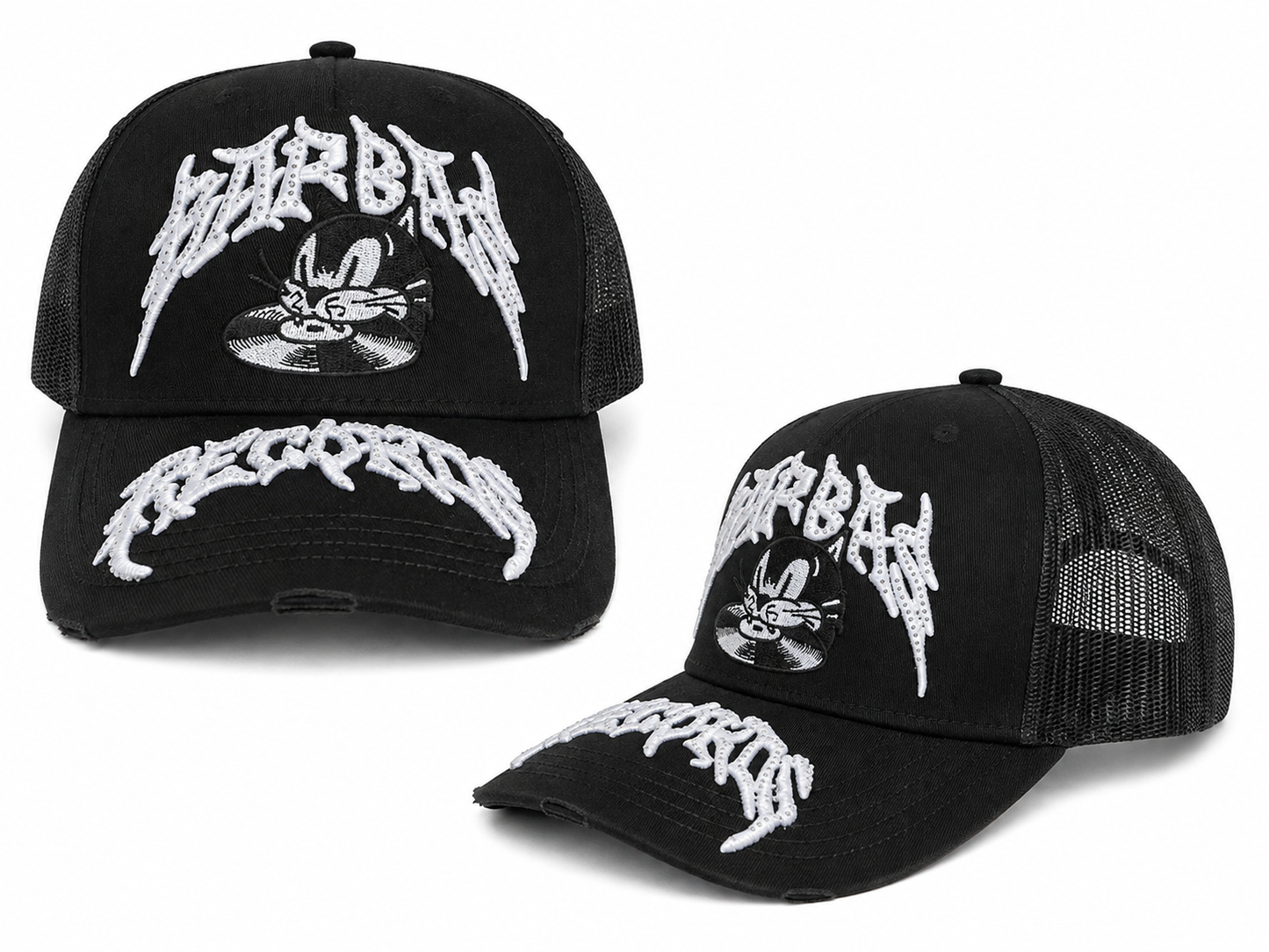 Bunny Trucker Cap – QR Authenticity Verified, Black & White