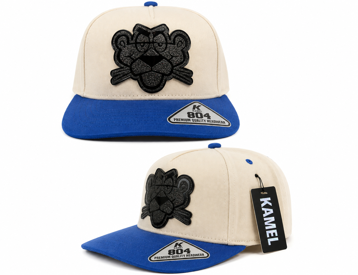 Pink Panther Trucker Cap – Cream & Blue | Rhinestone
