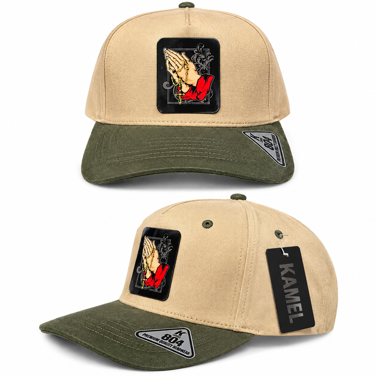 Praying Hands Kamel 804 Patch Cap - Tan & Olive