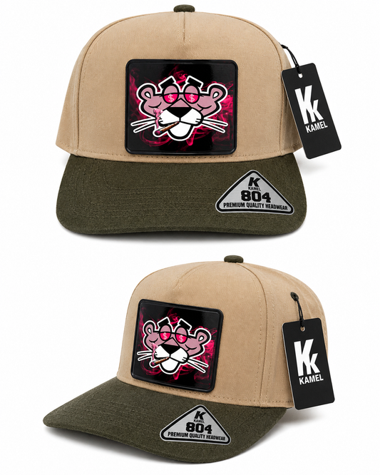 Pink Panther Trucker Cap – Tan & Olive Green