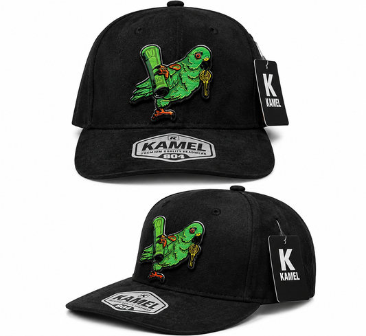 Green Parrot Kamel 804 Cap - Black