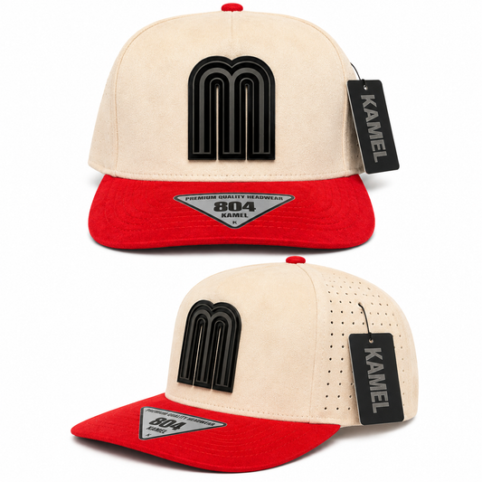 M Kamel 804 Cap – Red, Cream & Black
