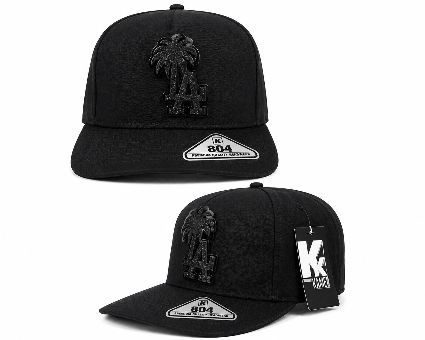 LA Palm Tree Snapback Cap – Black on Black | Kamel 804