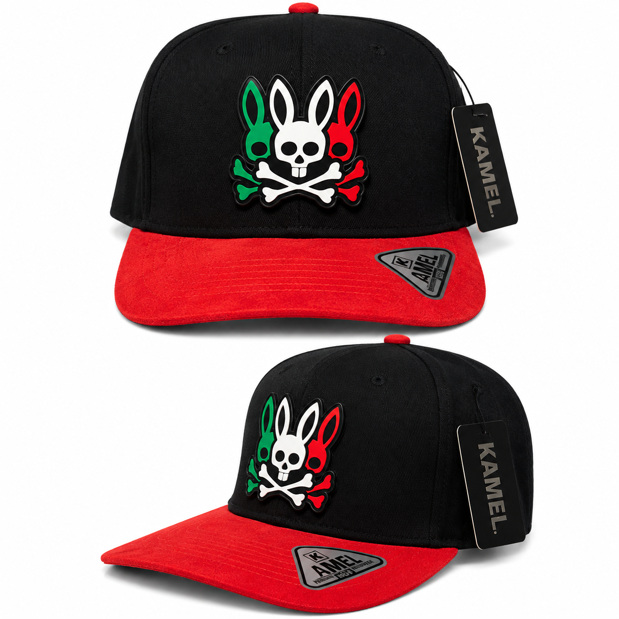 Tricolor Bunny Kamel 804 Cap - Black & Red