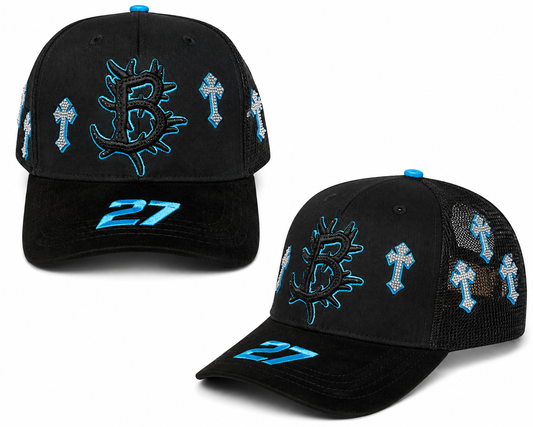 Blue 27 Trucker Cap – Black & Blue | QR Authenticity Verified