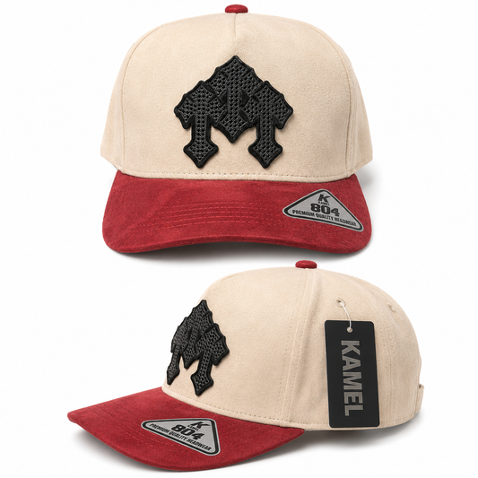Rhinestone Spade Cap - Red & Cream Black