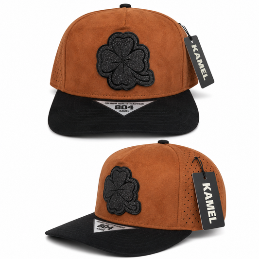 Clover Rhinestone Cap - Brown & Black