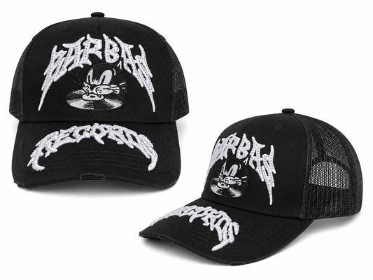 Bunny Trucker Cap – QR Authenticity Verified, Black & White