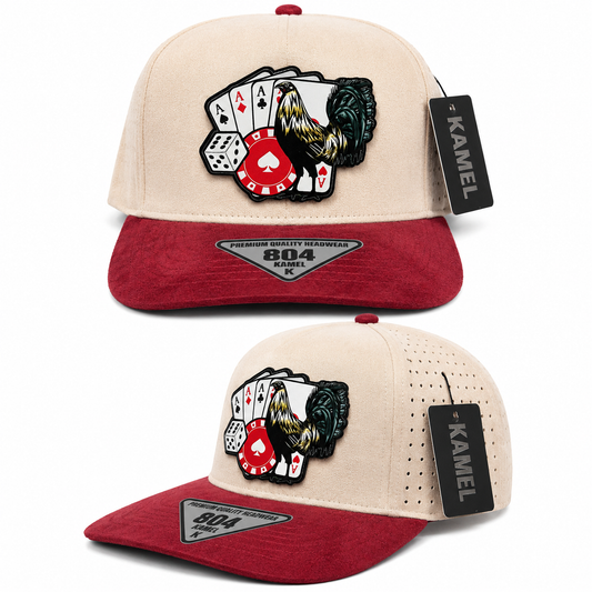 Casino Rooster Cap – Beige & Red
