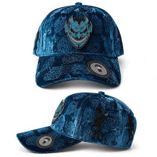 Devil Rhinestone Cap - Blue