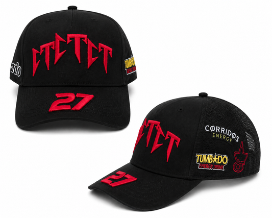 TMT 27 Black Trucker Cap – Red & Black | QR Authenticity Verified