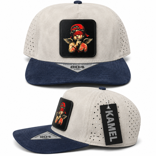 Angel Kamel 804 Cap - White & Navy Red Bandana