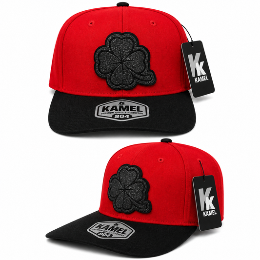Clover Rhinestone Cap - Red & Black