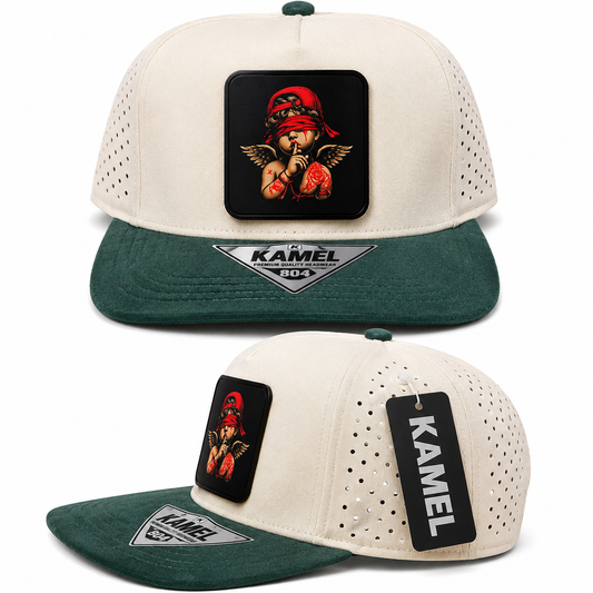 Angel Kamel 804 Cap - White & Green Red Bandana