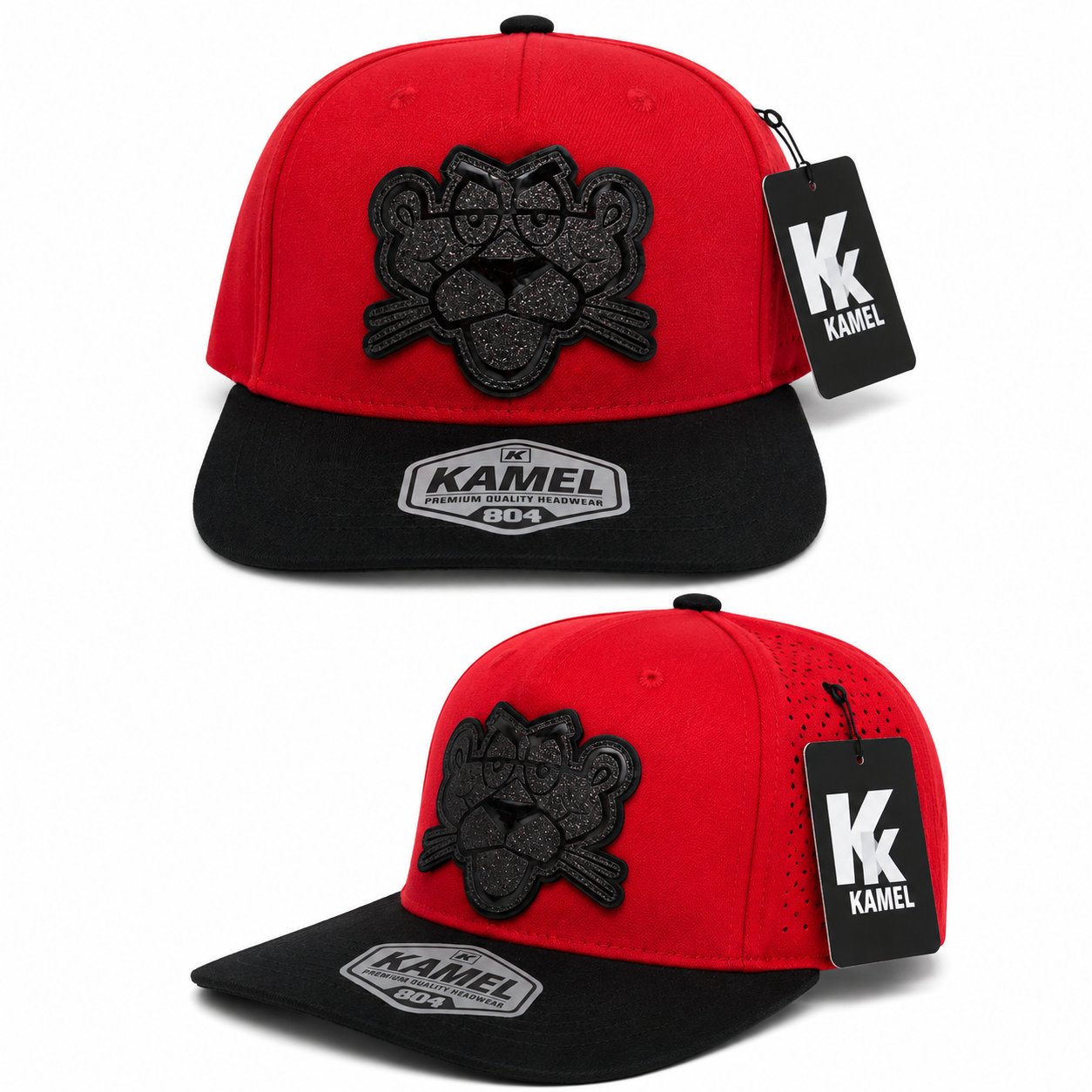 Pink Panther Trucker Cap – Red & Black | Rhinestone